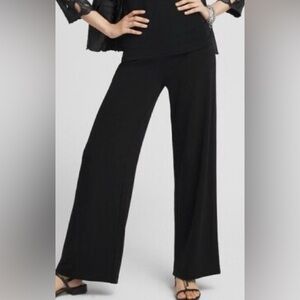 Chico’s Size 1 Reg Travelers Collection Black Wide Leg Pants